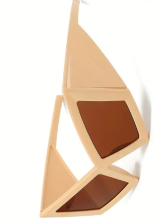 Women’s Bold Oversized Beige And Brown Geometric Sunglasses